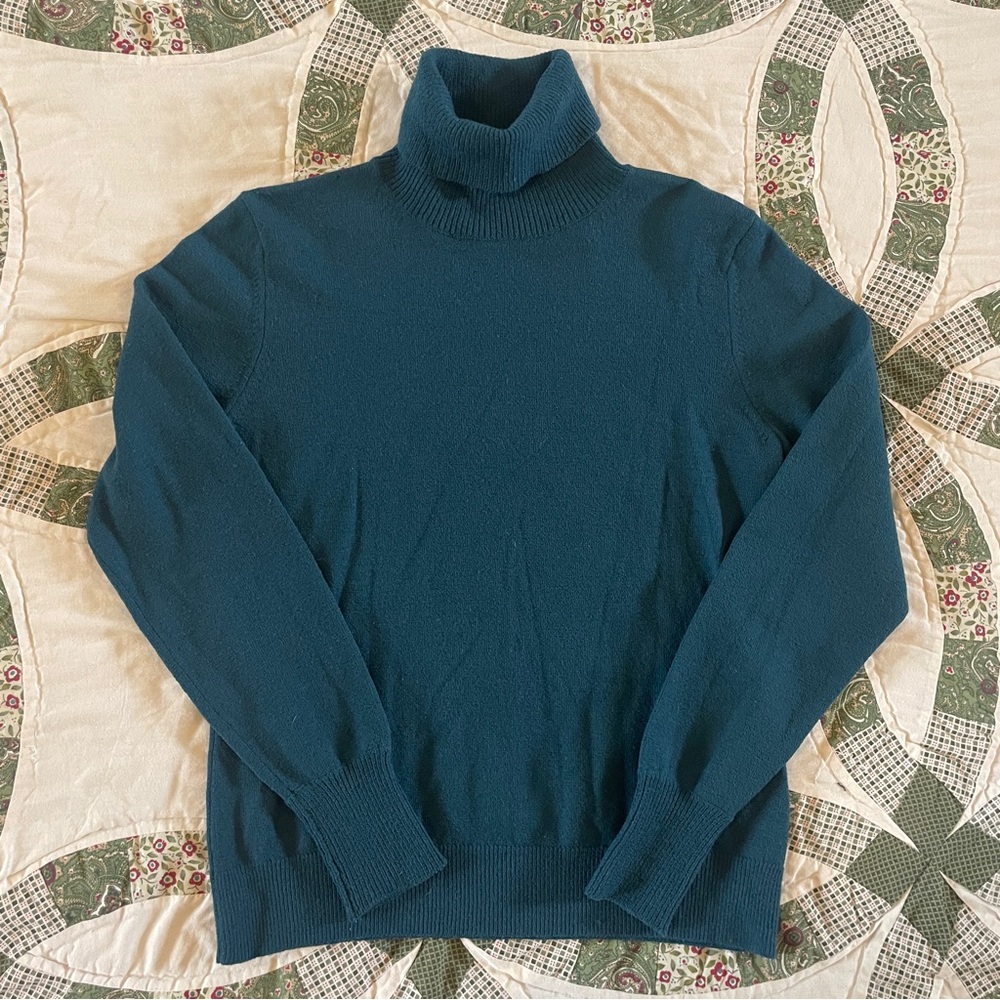 Banana Republic Teal Italian Merino Wool Turtleneck Sweater Size Large